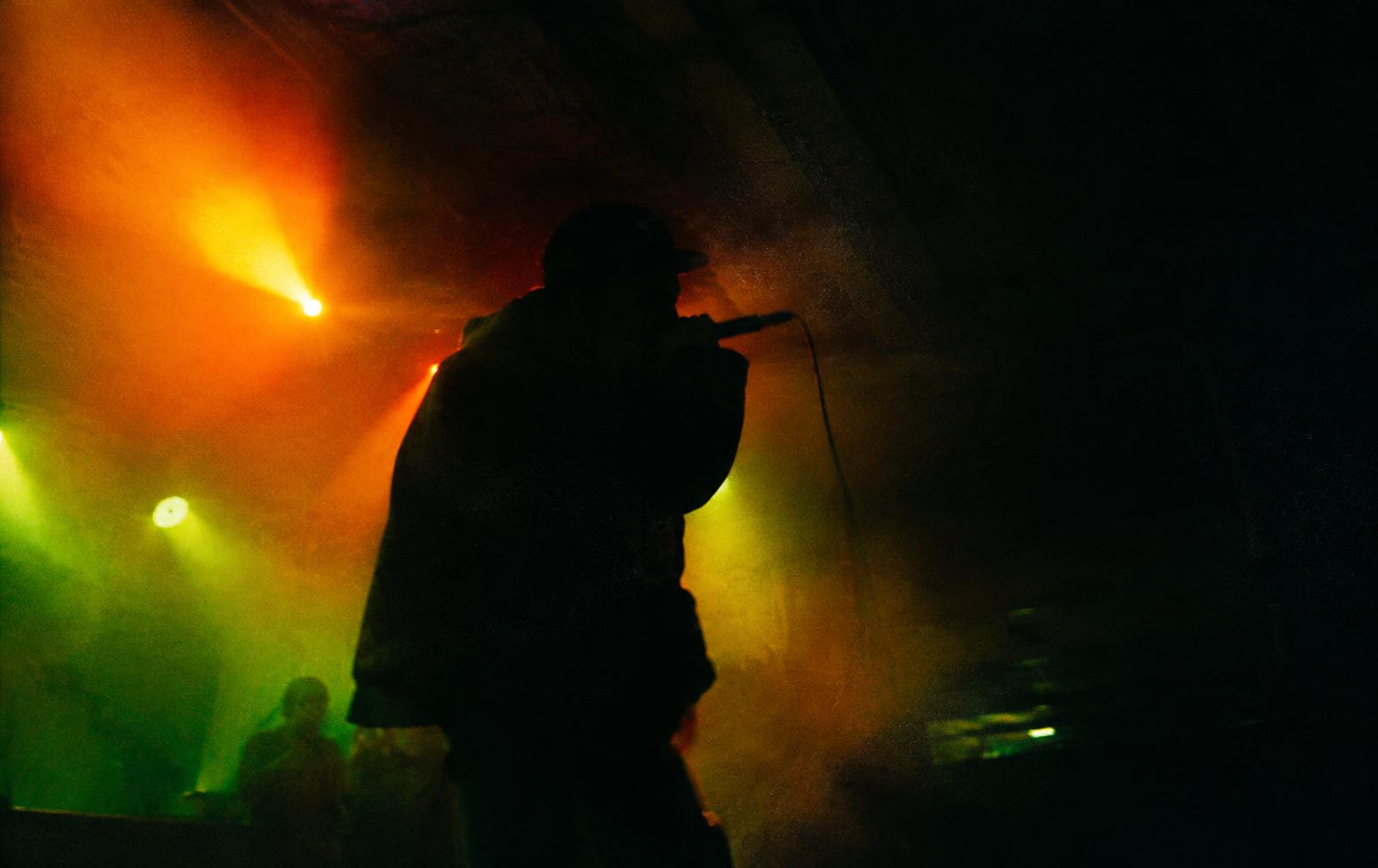 Underground artist performing